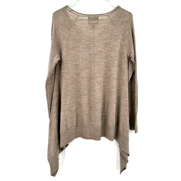 Cynthia Rowley Size Medium Sweater Brown Extra fine Merino Wool Asymmetrical Hem - Picture 2 of 7